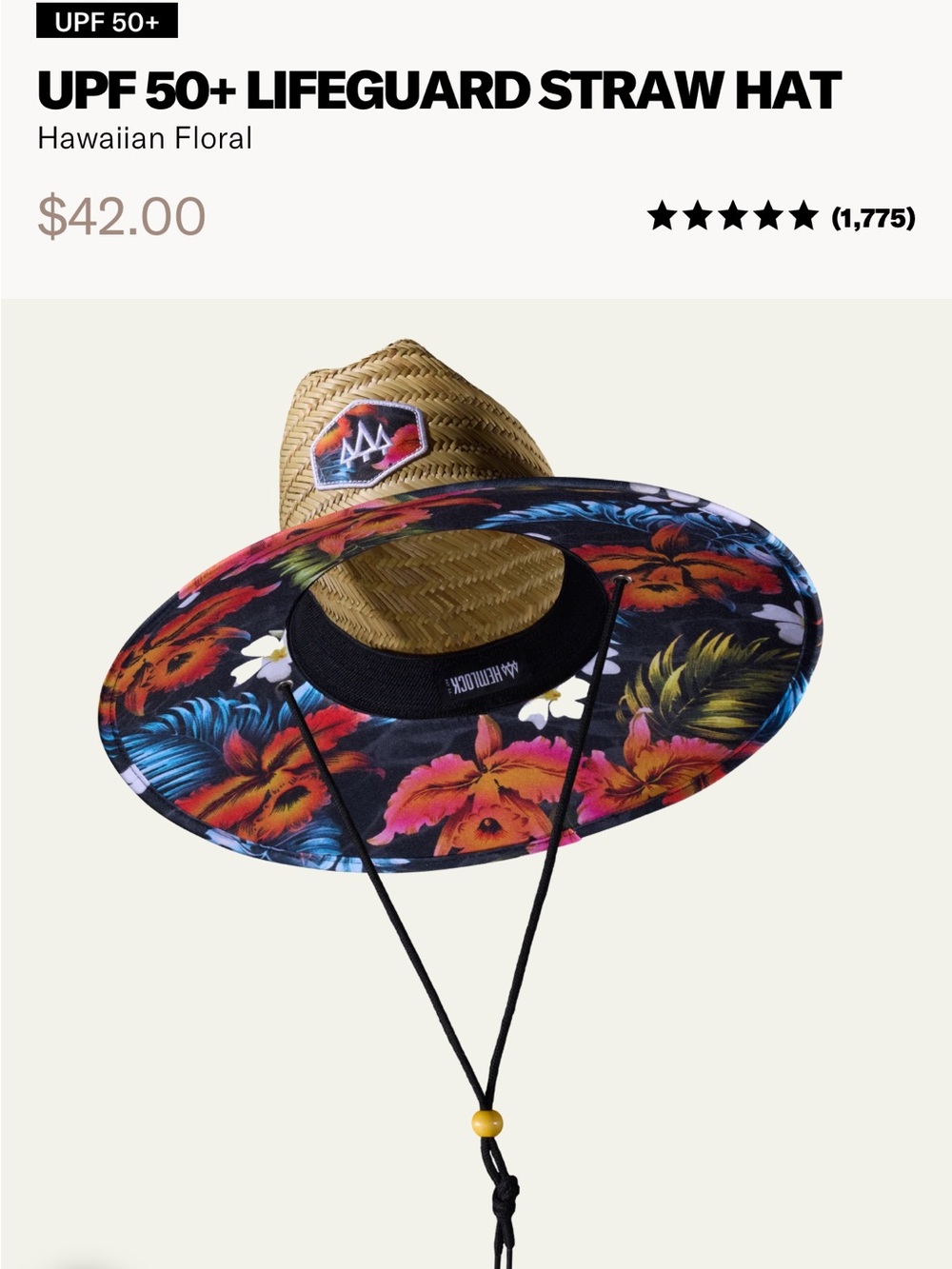 Hemlock Kids Straw Lifeguard Hat – Tropical Print Brim (Never Worn) 🌴☀️ - Picture 7 of 9